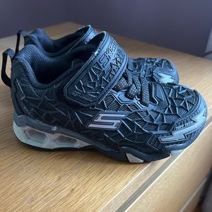 Black and grey SKECHERS with Velcro size 11 kid BOY